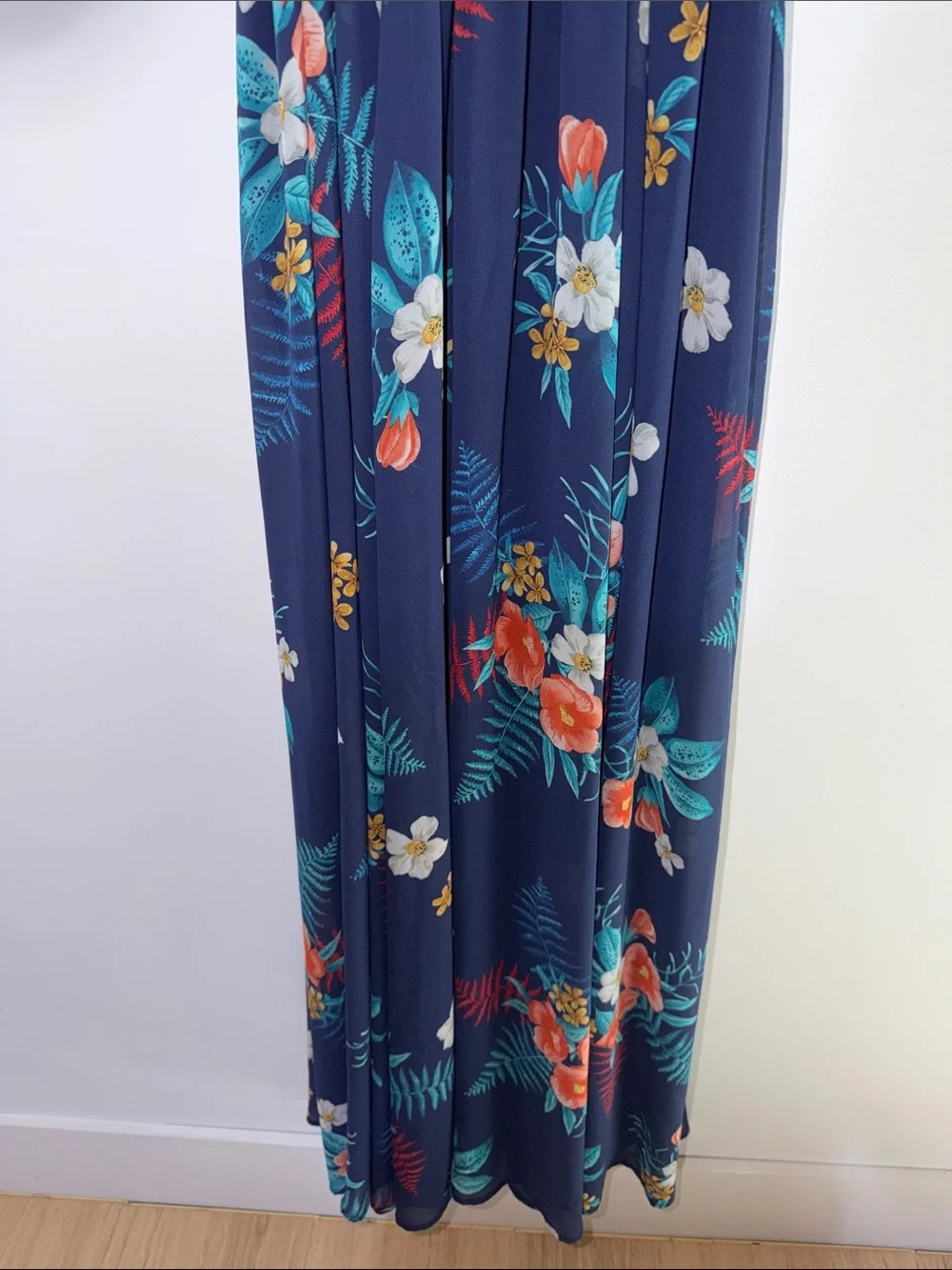 Express Navy Floral Halter Maxi Dress size xsmall with cutouts size xsmall
